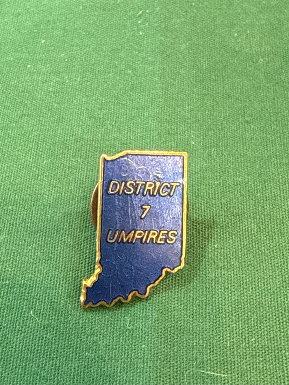 District 7 Umpires Indiana State Enamel Pin - Blue & Gold. 7E